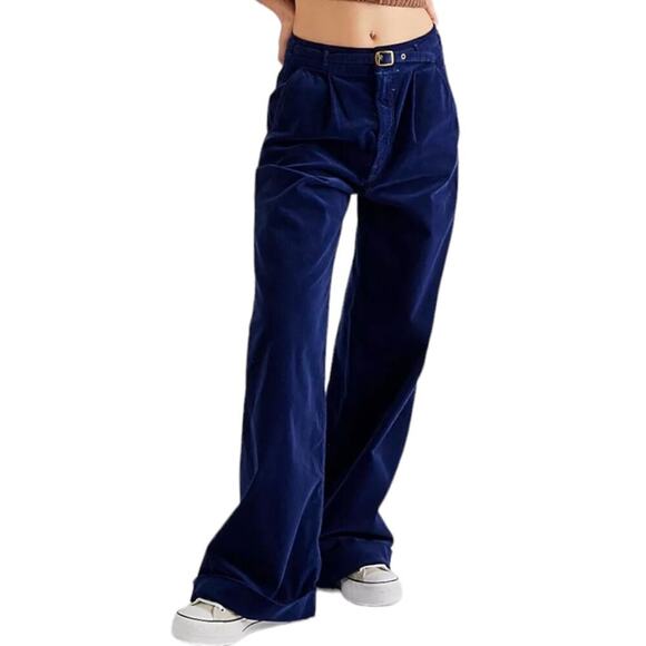 MOTHER Wide Leg High Rise Corduroy Pants The Big League Prep Cuff Heel Boho 70s